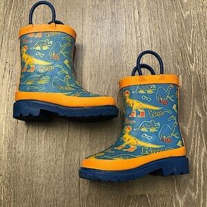 Lily & Dan Boys Dinosaur Rain Boots‎ Size 5-6